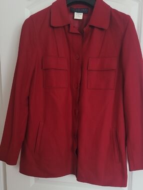 Collection B Deep Red Button-Front Pea Coat